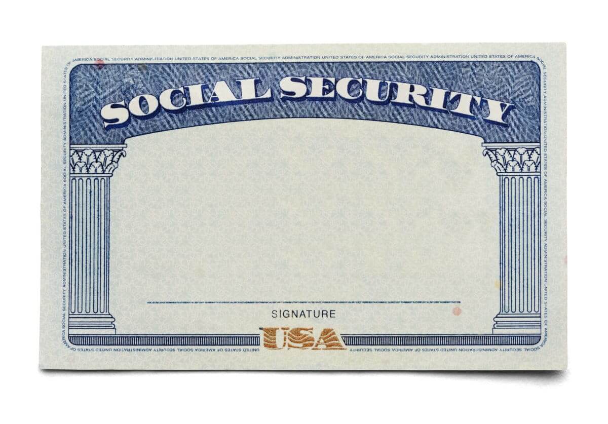 Blank Social Security Card Isolated on a White Background.