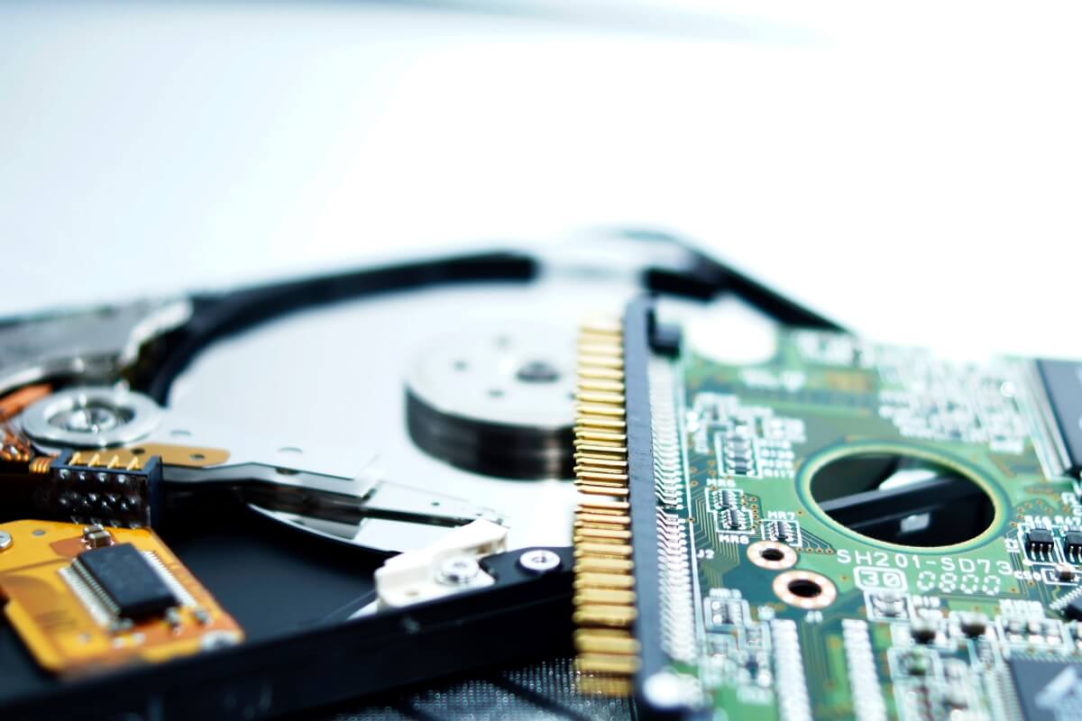 a close up of a computer hard drive